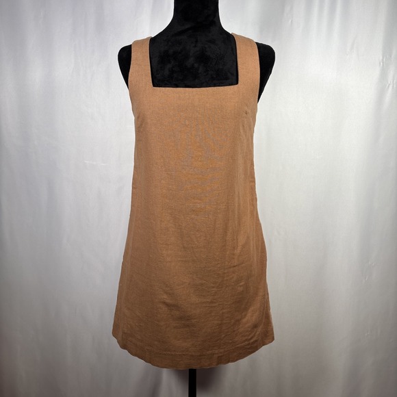 Abercrombie & Fitch Dresses & Skirts - Abercrombie Fitch Linen Blend Camel Brown Mini Dress Womens XS Coastal Beachy